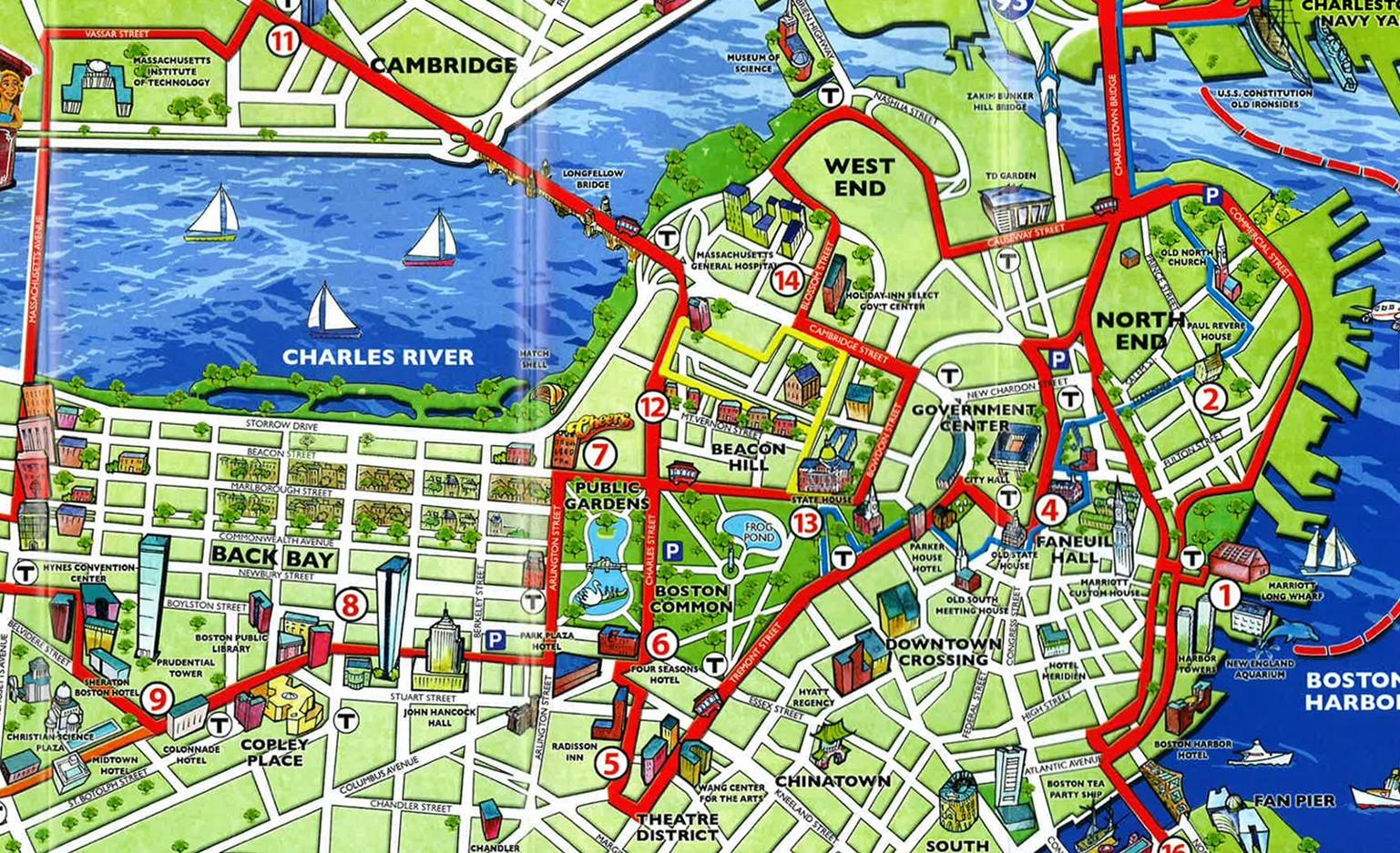 Boston tourist map - Tourist map of Boston (United States of America)