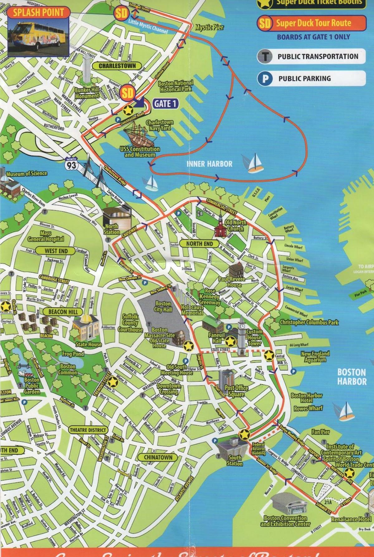 map of Boston sightseeing
