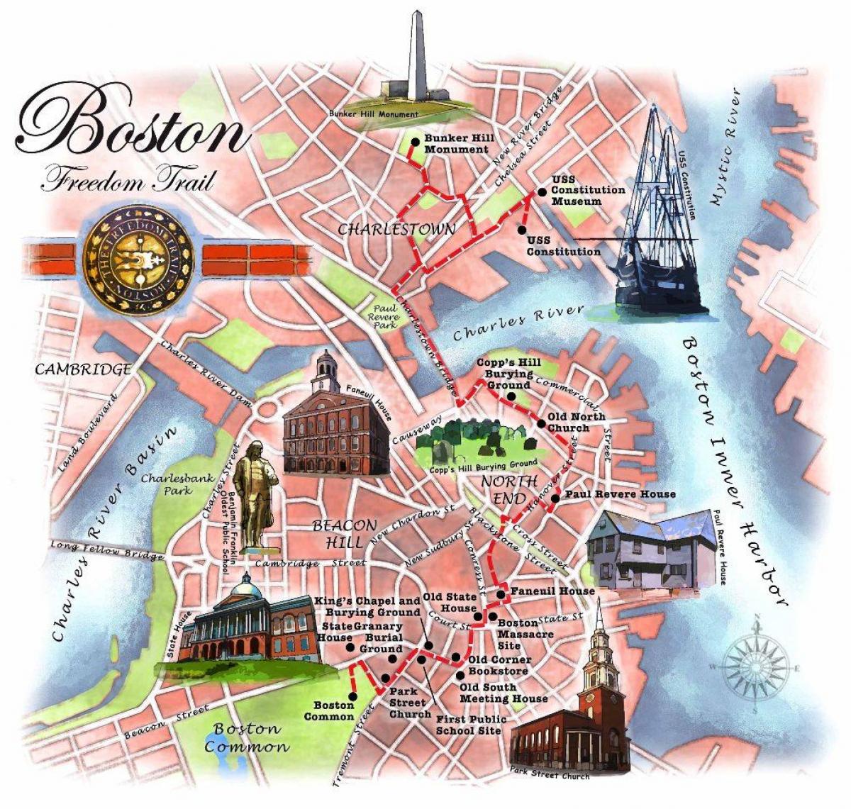 map of Boston freedom trail