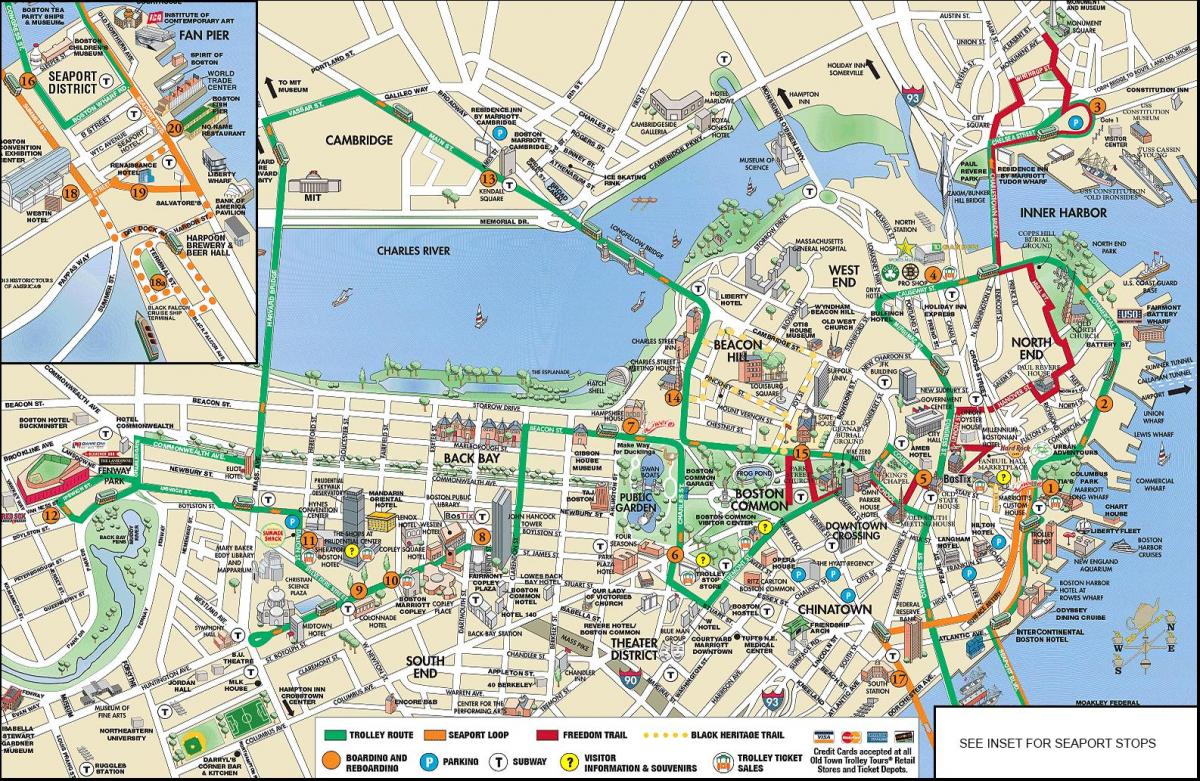 Boston hop on hop off trolley tour map