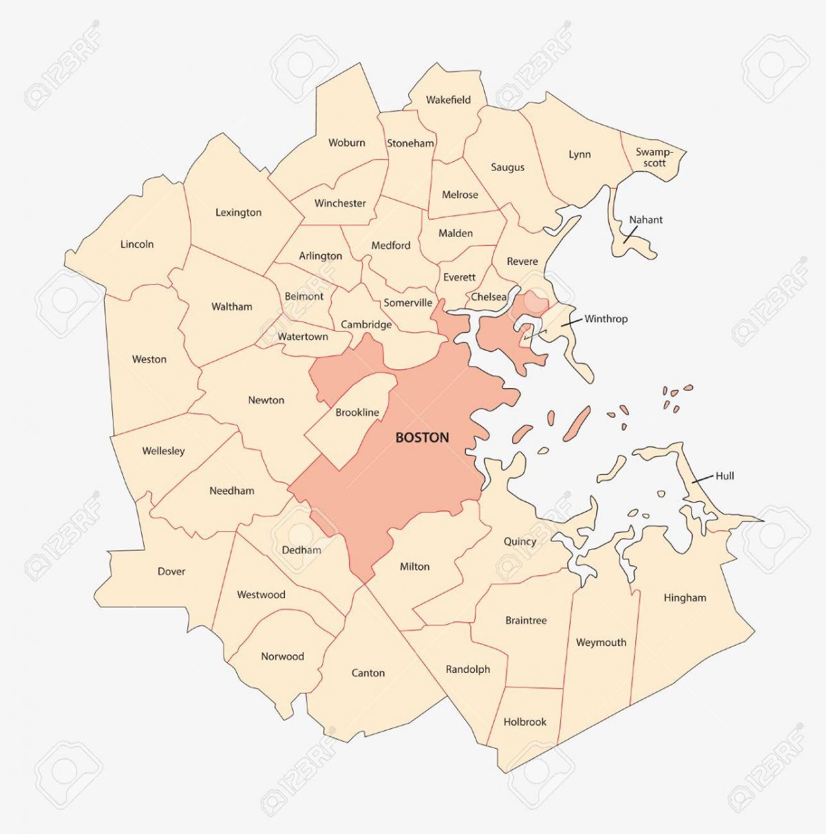 map Boston area