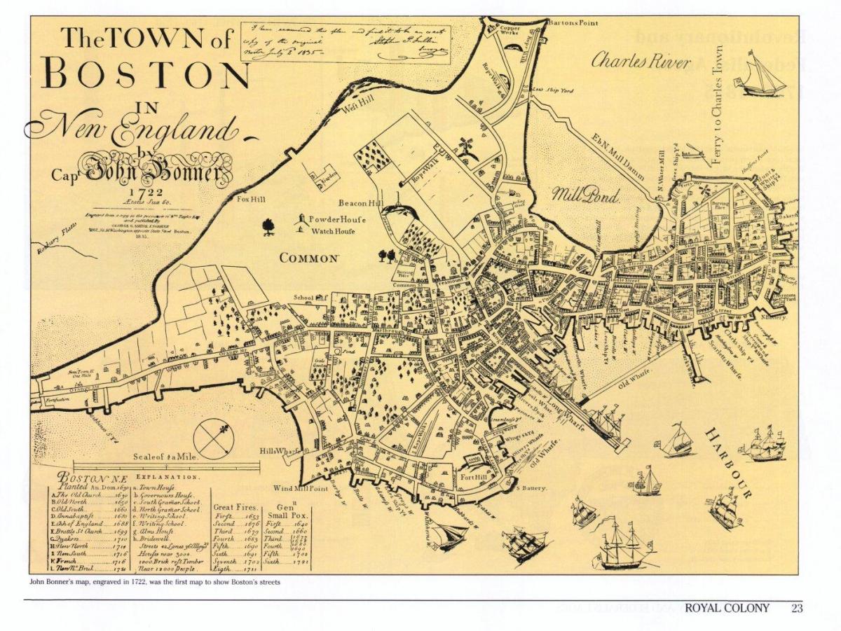old map of Boston