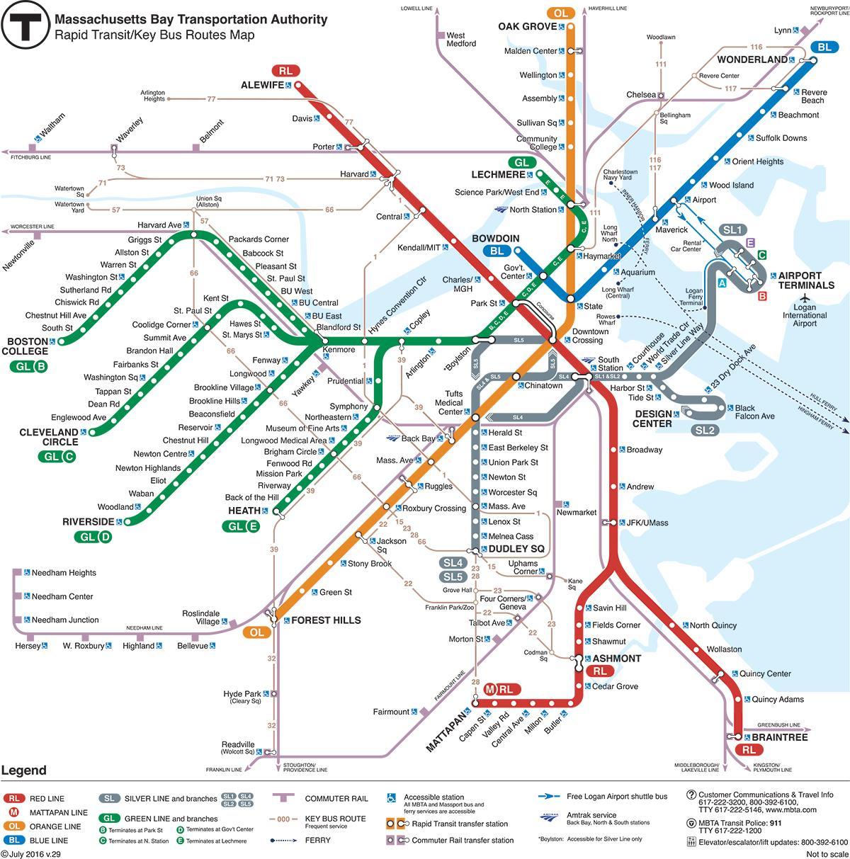 map of the T Boston