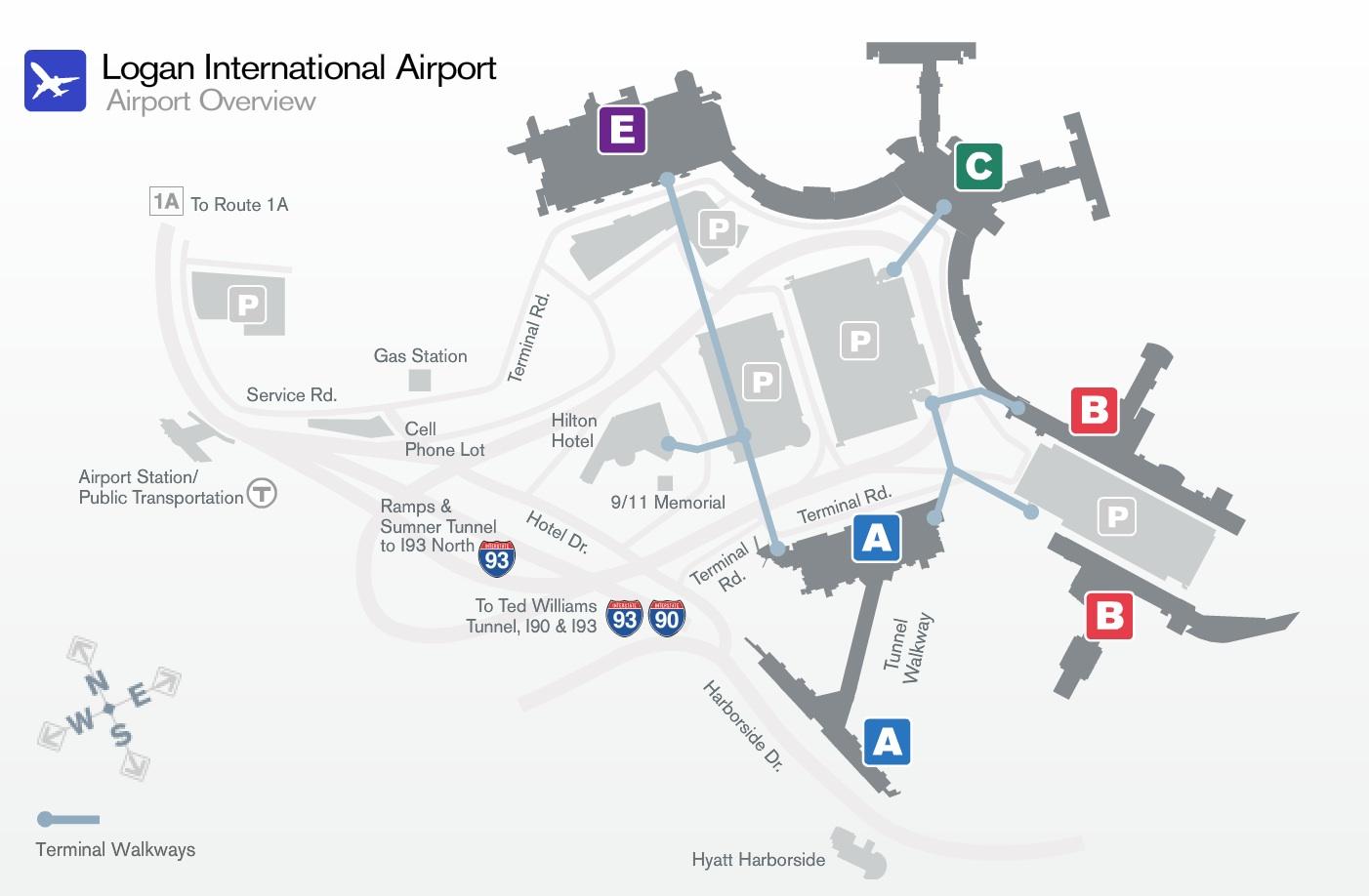 Logan airport terminal b map - Map of Logan airport terminal b (United ...