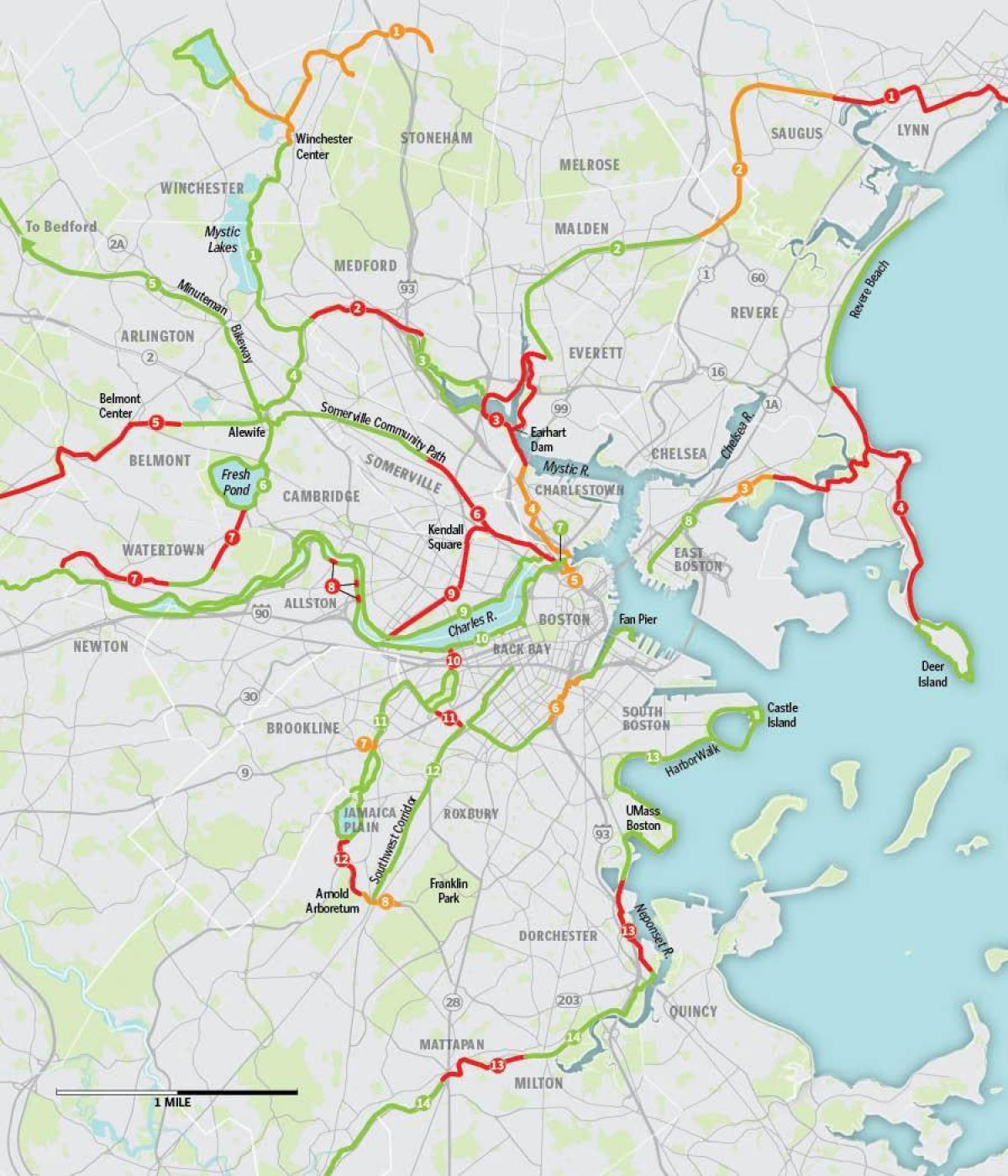 map of Boston bike