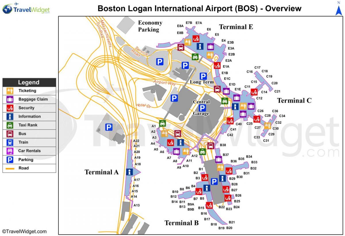 map of Boston airport