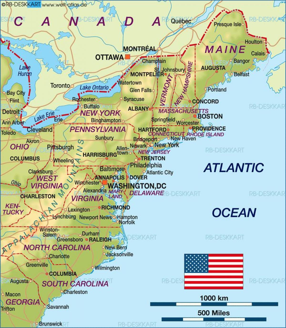 Boston usa map - Boston on us map (United States of America)