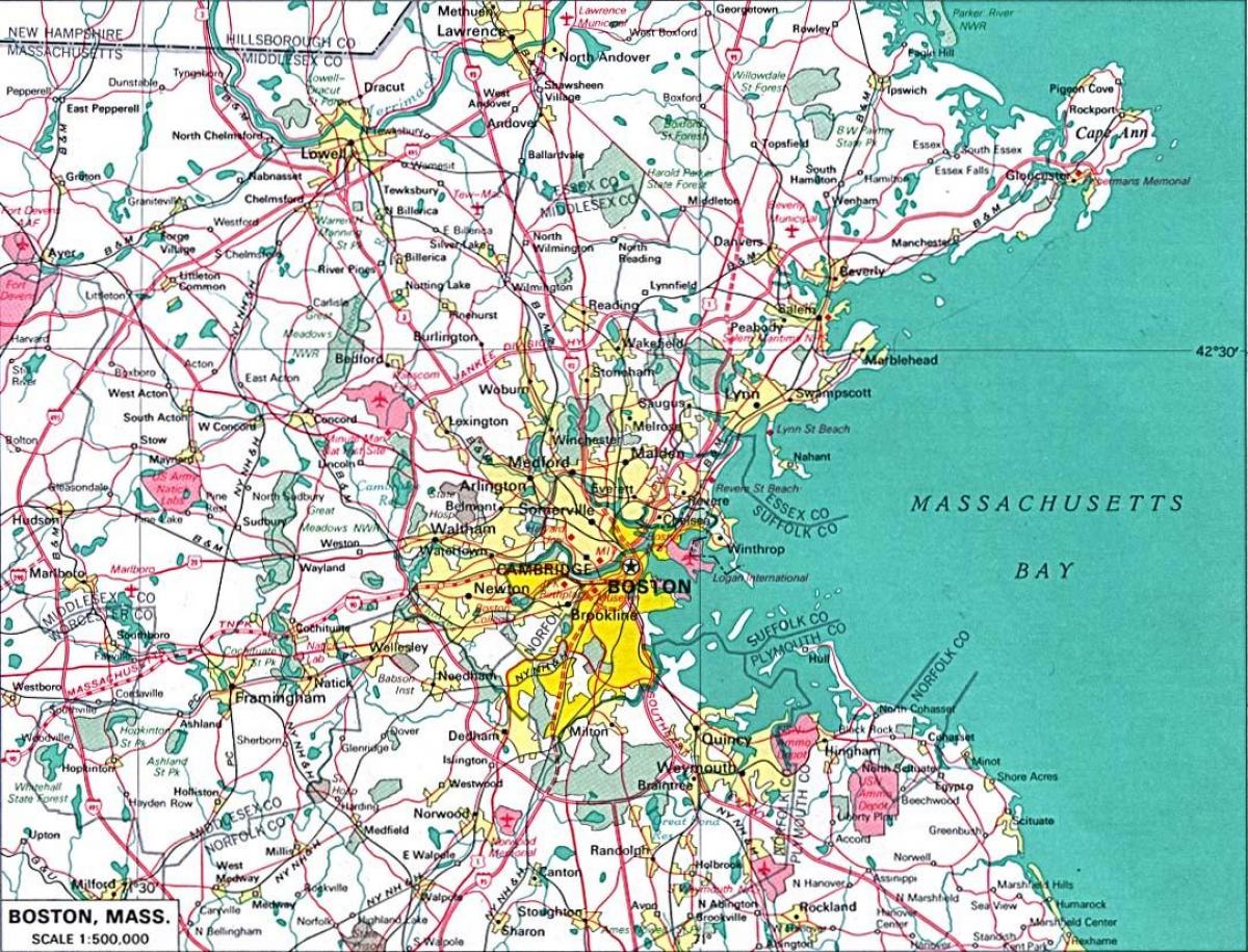 map of greater Boston area