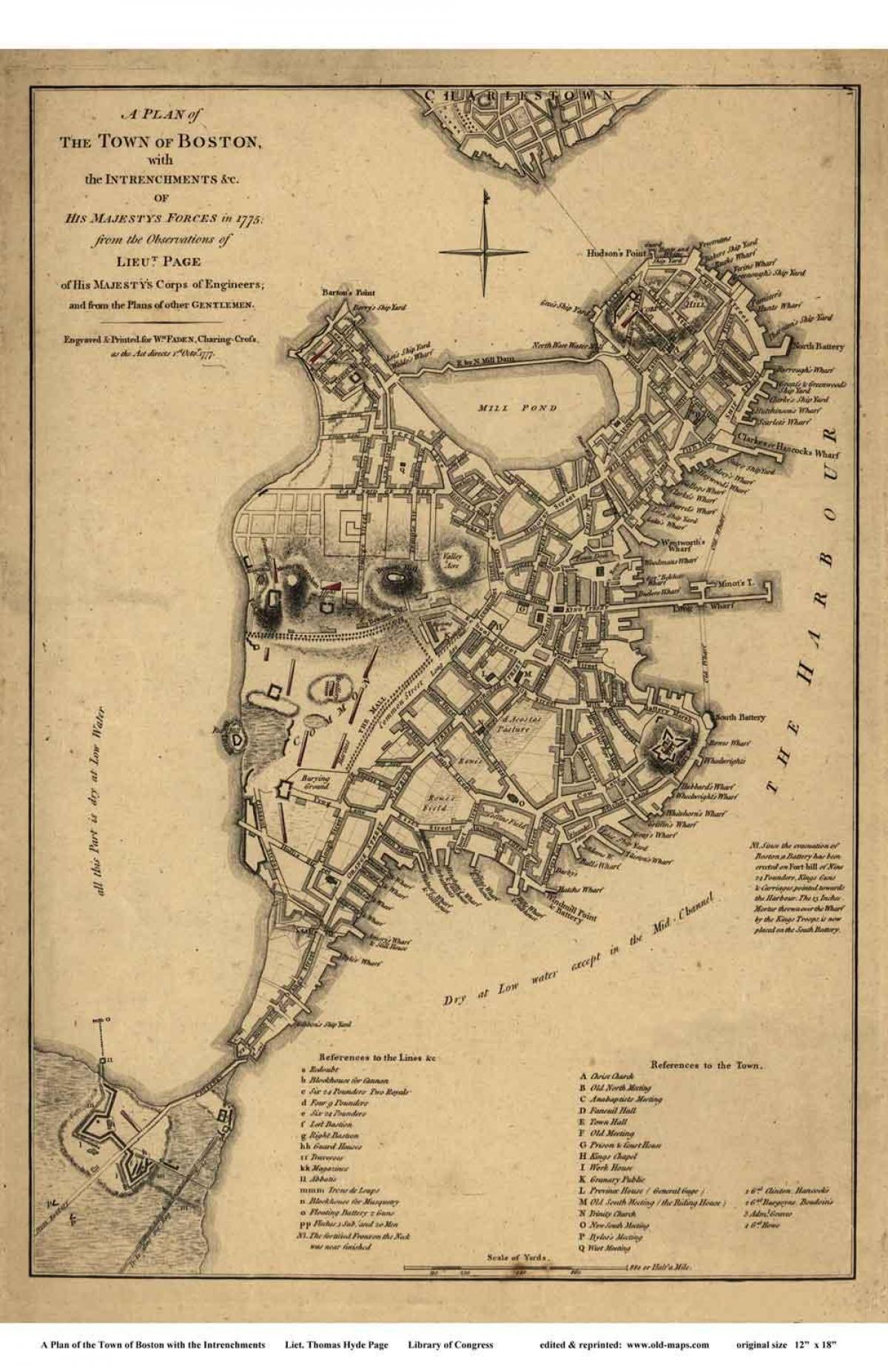map of historic Boston